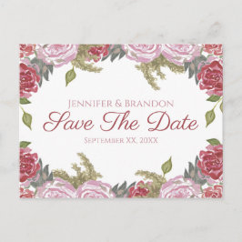 Watercolorrozen Save The Date Aankondigingskaart