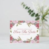 Watercolorrozen Save The Date Aankondigingskaart (Staand voorkant)