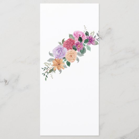 watercolors Florals Modern Botanical Wedding Menu (Achterkant)