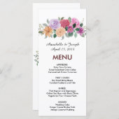 watercolors Florals Modern Botanical Wedding Menu (Voorkant / Achterkant)