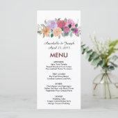 watercolors Florals Modern Botanical Wedding Menu (Staand voorkant)
