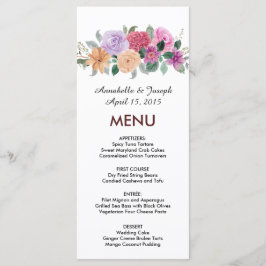 watercolors Florals Modern Botanical Wedding Menu