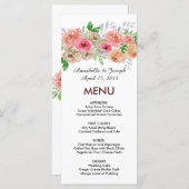 watercolors Florals Modern Botanical Wedding Menu (Voorkant / Achterkant)