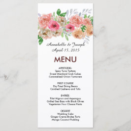 watercolors Florals Modern Botanical Wedding Menu
