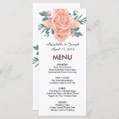 watercolors Florals Modern Botanical Wedding Menu (Voorkant / Achterkant)
