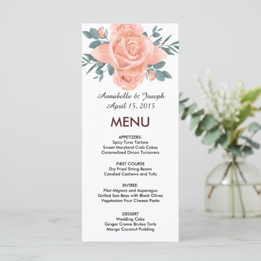 watercolors Florals Modern Botanical Wedding Menu (Staand voorkant)