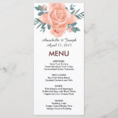 watercolors Florals Modern Botanical Wedding Menu (Voorkant)