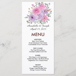 watercolors Florals Modern Botanical Wedding Menu
