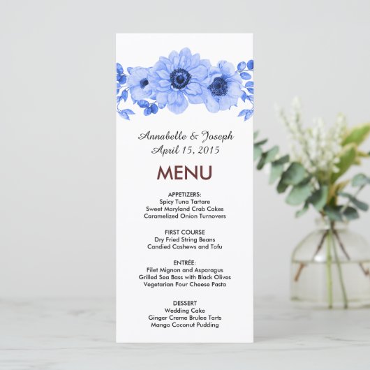 watercolors Florals Modern Botanical Wedding Menu (Staand voorkant)