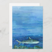 Watercolors Haaien Uitnodiging (Voorkant / Achterkant)