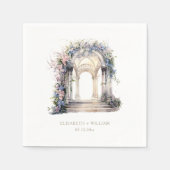 Watercolors Huwelijks Bloemenboog Gepersonaliseerd Servet (Voorkant)
