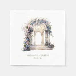 Watercolors Huwelijks Bloemenboog Gepersonaliseerd Servet