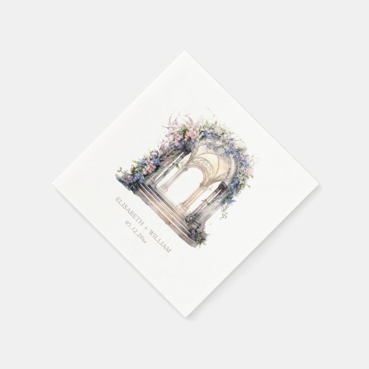 Watercolors Huwelijks Bloemenboog Gepersonaliseerd Servet (Hoek)