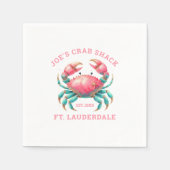 Watercolors Krab Illustratie Aangepaste Tekst Servet (Voorkant)