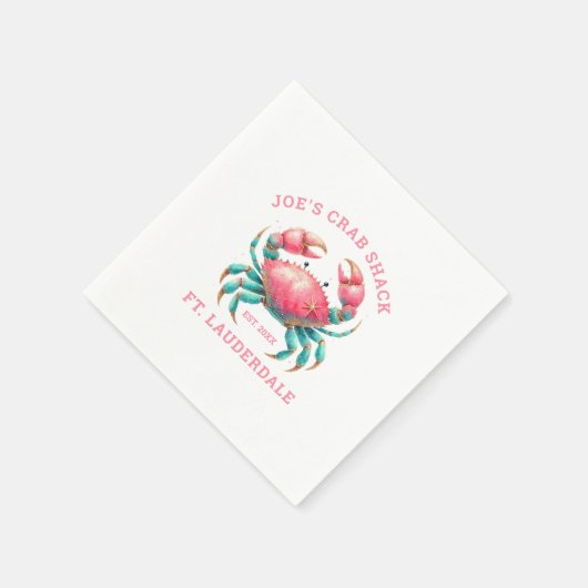 Watercolors Krab Illustratie Aangepaste Tekst Servet (Hoek)
