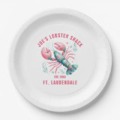 Watercolors Lobster Illustration Custom Text Papieren Bordje (Voorkant)