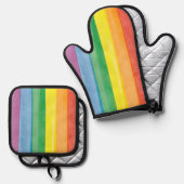 Watercolors Pride Regenboog Ovenwant & Pannenlap Set (Voorkant / Achterkant)