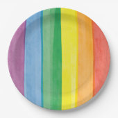 Watercolors Pride Regenboog Papieren Bordje (Voorkant)