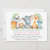 Watercolorsafari-dieren Baby Shower Roze Kaart (Voorkant)