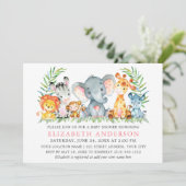 Watercolorsafari-dieren Baby Shower Roze Kaart (Staand voorkant)
