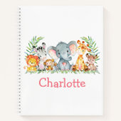 Watercolorsafari Jungle Dieren Roze Tekening Notitieboek (Voorkant)