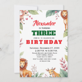 Watercolorsafari kinderfeestje dieren jungle safar kaart
