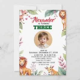 Watercolorsafari kinderfeestje dieren jungle safar kaart