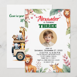Watercolorsafari kinderfeestje dieren jungle safar kaart