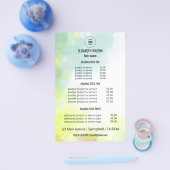 Watercolorsalon Service Menu Flyer (Enkel)