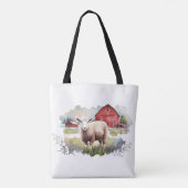 Watercolorschaap met religieuze quote tote bag (Achterkant)