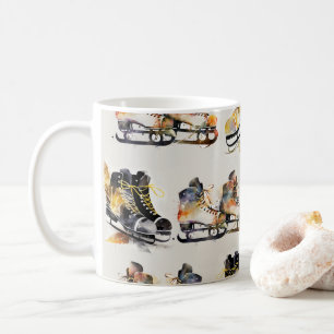 Watercolorschaatsen met herfstbladerenpatroon   koffiemok