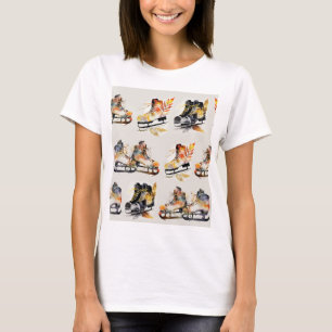Watercolorschaatsen met herfstbladerenpatroon   t-shirt