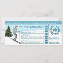 Watercolorschaatser nep-ski-tripkaart verjaardag