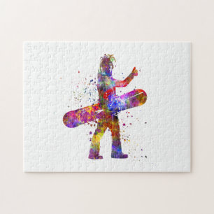 Watercolorschaatswedstrijd Legpuzzel