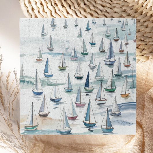 Watercolorschepen op zee Nautilus Legpuzzel