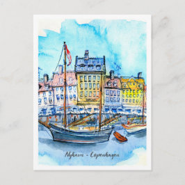 Watercolorschets Nyhavn Kopenhagen Briefkaart