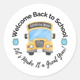 Watercolorschoolbussticker Ronde Sticker