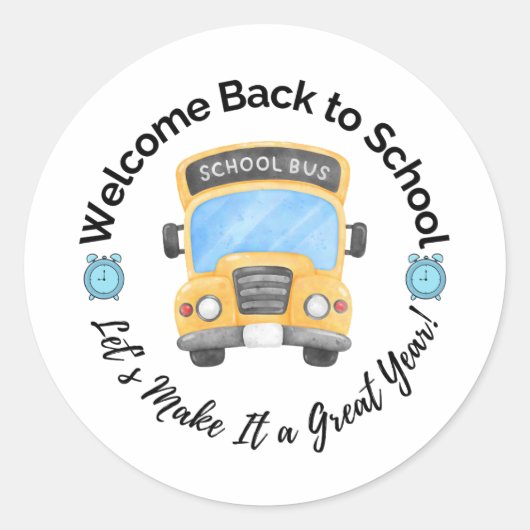 Watercolorschoolbussticker Ronde Sticker (Voorkant)