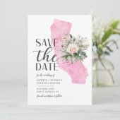 Watercolorscript Californisch huwelijksfeest op ee Save The Date (Staand voorkant)