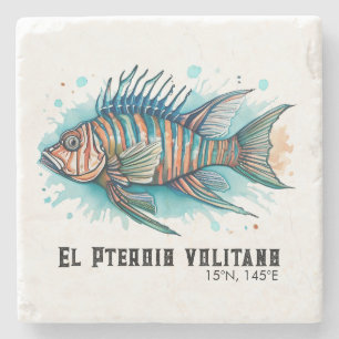 Watercolorserie: Lionfish Stenen Onderzetter