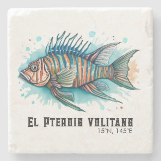 Watercolorserie: Lionfish Stenen Onderzetter