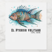Watercolorserie: Lionfish Wijn Etiket (Enkel label)