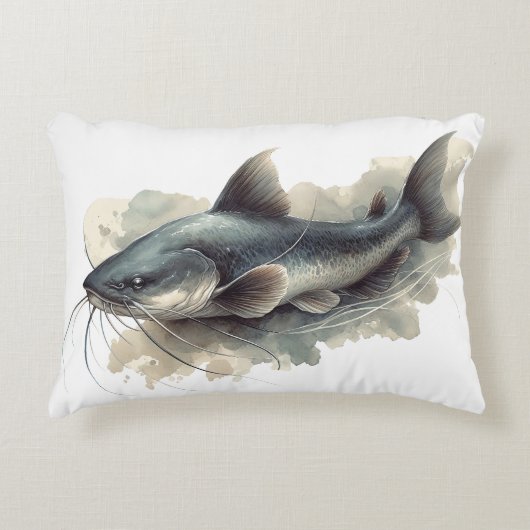 Watercolorserie: Meerval Accent Kussen (Voorkant)