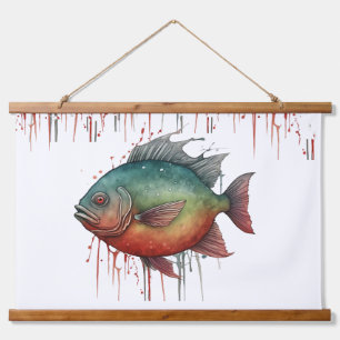 Watercolorserie: Piranha Hangend Wandkleed