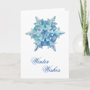 Watercolorsneeuwvlok Feestdagen Kaart
