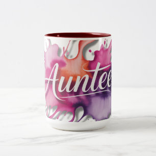 Watercolorspat met Auntee-typografie Tweekleurige Koffiemok