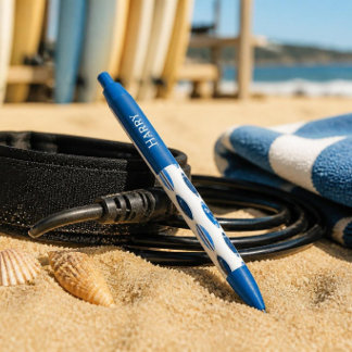 Watercolorsurfplanken Aangepaste naam Blauwe Inkt Pen