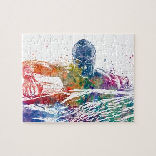 Watercolorszwemmer Legpuzzel (Horizontaal)