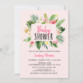 WatercolorTropical Flowers Baby shower Uitnodiging (Voorkant)