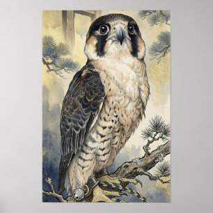 Watercolorvalk - Roofvogel Japanse Wandkunst Poster